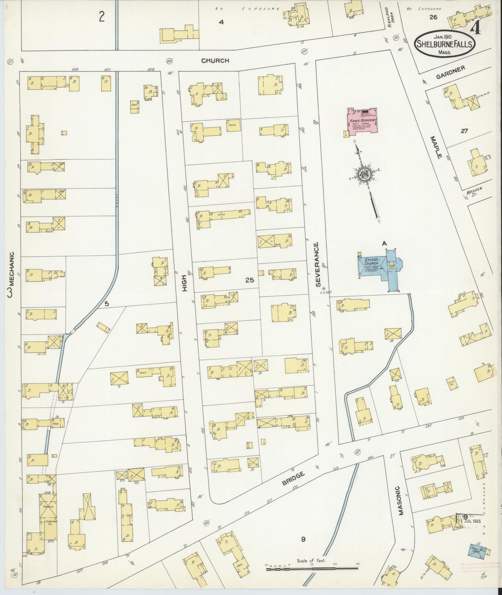 Sanborn Fire Insurance Map from Shelburne Falls, Franklin County, Massachusetts (1910), Sheet #0004 - Complete Map Set gallery image, historic Sanborn map, vintage wall art, Massachusetts Massachusetts