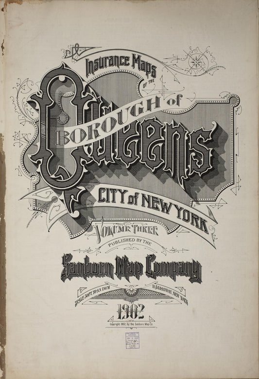 Sanborn Fire Insurance Map from Queens, Queens County, New York (1902), Sheet #0001 - Historic Sanborn Fire Insurance Map Print, vintage old map wall art, antique decor, genealogy gift, New York New York map