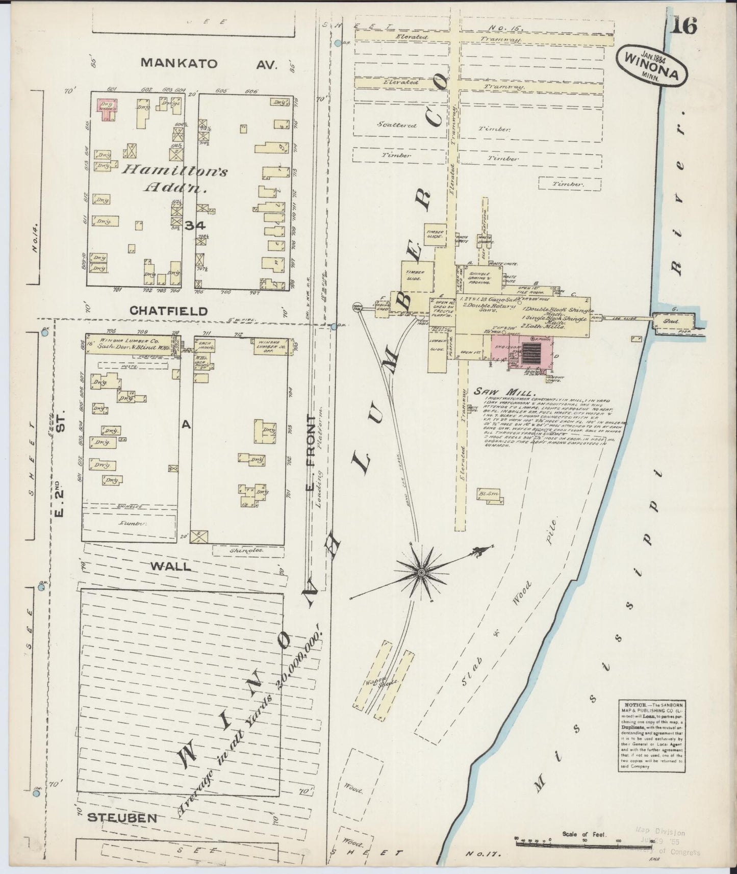 Sanborn Fire Insurance Map from Winona, Winona County, Minnesota (1884), Sheet #0016 - Complete Map Set gallery image, historic Sanborn map, vintage wall art, Minnesota Minnesota