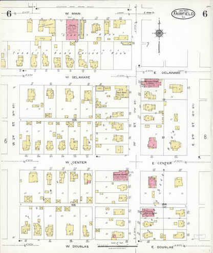 Sanborn Fire Insurance Map from Fairfield, Wayne County, Illinois (1923), Sheet #0006 - Complete Map Set gallery image, historic Sanborn map, vintage wall art, Illinois Illinois