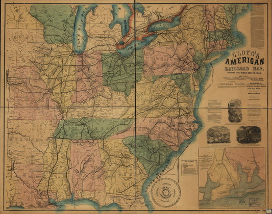 Lloyd's American railroad map, showing the whole seat of the war. Civil War Map (1861) - Historic Battlefield Map Reprint