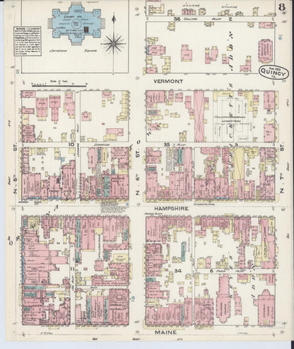 Sanborn Fire Insurance Map from Quincy, Adams County, Illinois (1883), Sheet #0008 - Complete Map Set gallery image, historic Sanborn map, vintage wall art, Illinois Illinois