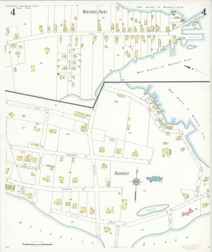 Sanborn Fire Insurance Map from Westport Township, Bristol County, Massachusetts (1933), Sheet #0004 - Complete Map Set gallery image, historic Sanborn map, vintage wall art, Massachusetts Massachusetts