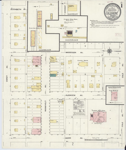 Sanborn Fire Insurance Map from Coleraine, Itasca County, Minnesota (1909), Sheet #0001 - Complete Map Set gallery image, historic Sanborn map, vintage wall art, Minnesota Minnesota
