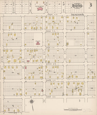 Sanborn Fire Insurance Map from Robstown, Nueces County, Texas (1922), Sheet #0005 - Complete Map Set gallery image, historic Sanborn map, vintage wall art, Texas Texas