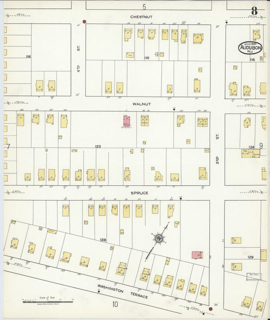 Sanborn Fire Insurance Map from Audubon, Camden County, New Jersey (1920), Sheet #0008 - Historic Sanborn Fire Insurance Map Print, vintage old map wall art, antique decor, genealogy gift, New Jersey New Jersey map