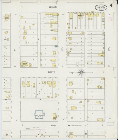 Sanborn Fire Insurance Map from Perry, Noble County, Oklahoma (1894), Sheet #0004 - Complete Map Set gallery image, historic Sanborn map, vintage wall art, Oklahoma Oklahoma