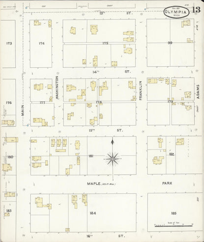 Sanborn Fire Insurance Map from Olympia, Thurston County, Washington (1891), Sheet #0013 - Complete Map Set gallery image, historic Sanborn map, vintage wall art, Washington Washington