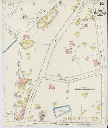 Sanborn Fire Insurance Map from Peekskill, Westchester County, New York (1895), Sheet #0012 - Complete Map Set gallery image, historic Sanborn map, vintage wall art, New York New York