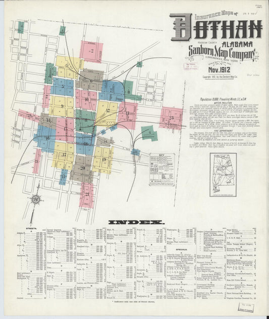 Sanborn Fire Insurance Map from Dothan, Houston County, Alabama. (1912) – Historic Sanborn Fire Insurance Map Print