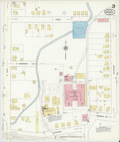 Sanborn Fire Insurance Map from Newark, Wayne County, New York (1912), Sheet #0003 - Historic Sanborn Fire Insurance Map Print, vintage old map wall art, antique decor, genealogy gift, New York New York map