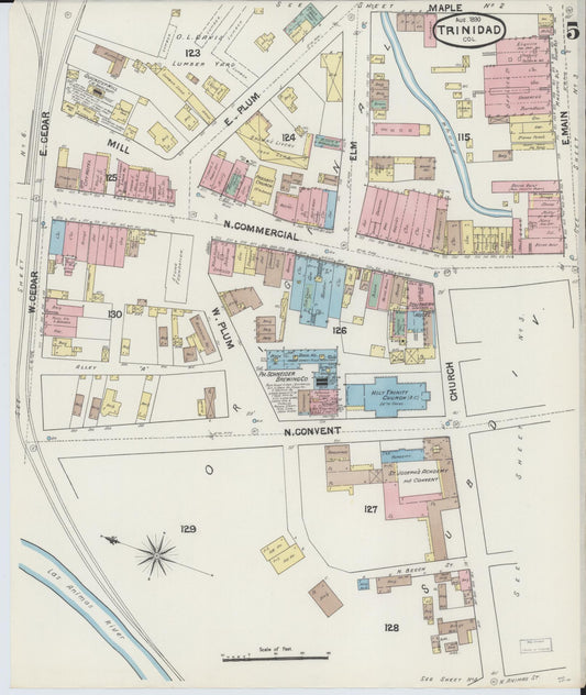 Sanborn Fire Insurance Map from Trinidad, Las Animas County, Colorado (1890), Sheet #0005 - Historic Sanborn Fire Insurance Map Print, vintage old map wall art, antique decor, genealogy gift, Colorado Colorado map