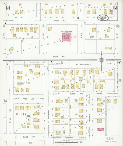 Sanborn Fire Insurance Map from Austin, Mower County, Minnesota (1926), Sheet #0014 - Historic Sanborn Fire Insurance Map Print, vintage old map wall art, antique decor, genealogy gift, Minnesota Minnesota map