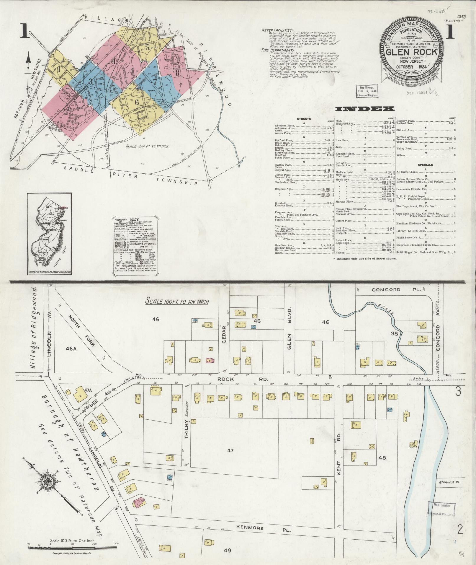 Sanborn Fire Insurance Map from Glen Rock, Bergen County, New Jersey. (1924) – Historic Sanborn Fire Insurance Map Print