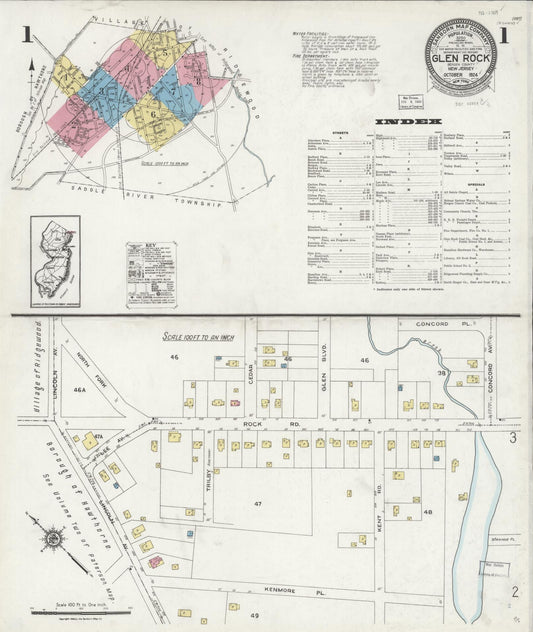 Sanborn Fire Insurance Map from Glen Rock, Bergen County, New Jersey. (1924) – Historic Sanborn Fire Insurance Map Print