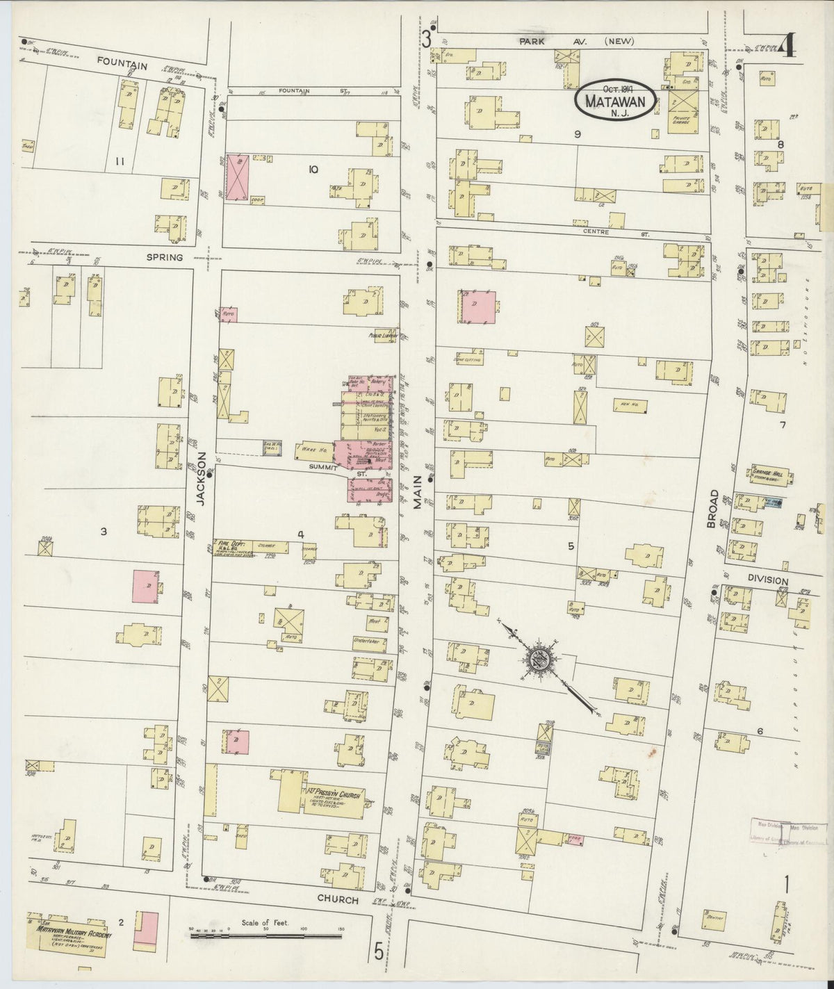Sanborn Fire Insurance Map from Matawan, Monmouth County, New Jersey (1914), Sheet #0004 - Historic Sanborn Fire Insurance Map Print, vintage old map wall art, antique decor, genealogy gift, New Jersey New Jersey map