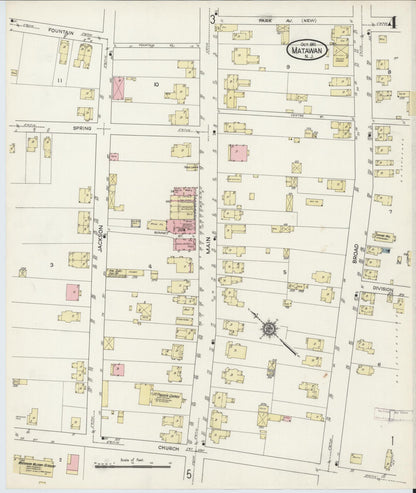 Sanborn Fire Insurance Map from Matawan, Monmouth County, New Jersey (1914), Sheet #0004 - Historic Sanborn Fire Insurance Map Print, vintage old map wall art, antique decor, genealogy gift, New Jersey New Jersey map