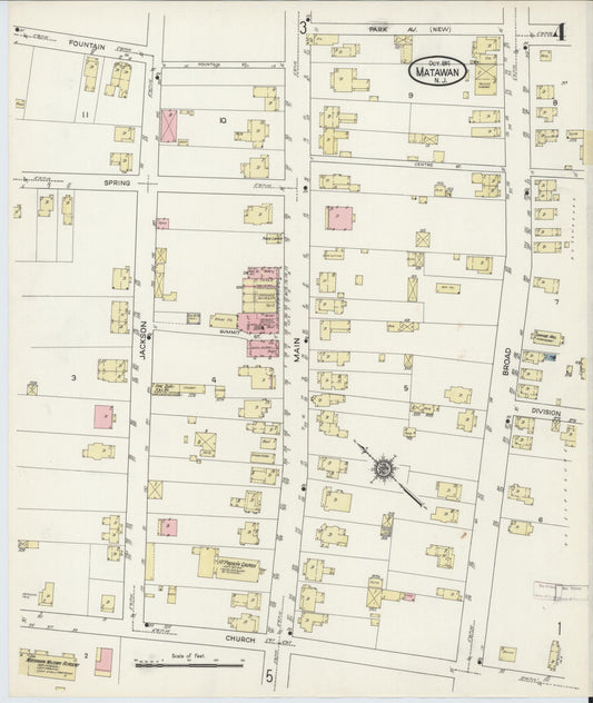 Sanborn Fire Insurance Map from Matawan, Monmouth County, New Jersey (1914), Sheet #0004 - Historic Sanborn Fire Insurance Map Print, vintage old map wall art, antique decor, genealogy gift, New Jersey New Jersey map