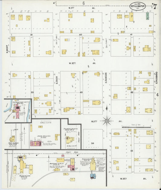 Sanborn Fire Insurance Map from Stillwater, Payne County, Oklahoma (1901), Sheet #0007 - Historic Sanborn Fire Insurance Map Print, vintage old map wall art, antique decor, genealogy gift, Oklahoma Oklahoma map