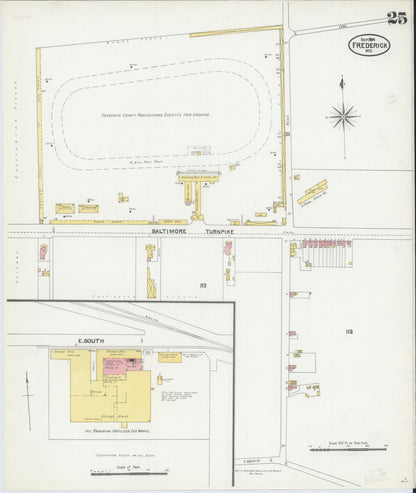 Sanborn Fire Insurance Map from Frederick, Frederick County, Maryland (1904), Sheet #0025 - Complete Map Set gallery image, historic Sanborn map, vintage wall art, Maryland Maryland