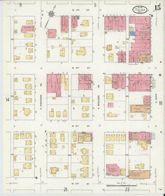 Sanborn Fire Insurance Map from Tulsa, Tulsa County, Oklahoma (1911), Sheet #0015 - Historic Sanborn Fire Insurance Map Print, vintage old map wall art, antique decor, genealogy gift, Oklahoma Oklahoma map