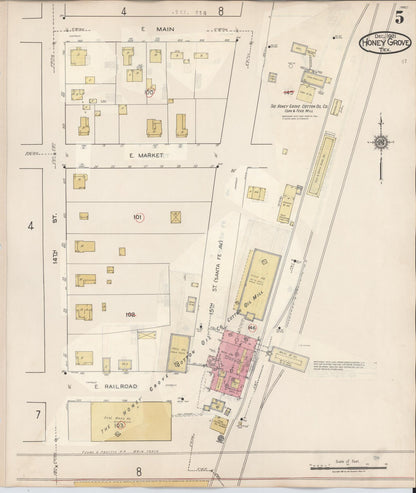 Sanborn Fire Insurance Map from Honey Grove, Fannin County, Texas (1943), Sheet #0005 - Complete Map Set gallery image, historic Sanborn map, vintage wall art, Texas Texas