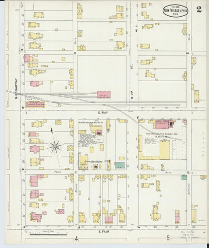 Sanborn Fire Insurance Map from New Philadelphia, Tuscarawas County, Ohio (1896), Sheet #0002 - Historic Sanborn Fire Insurance Map Print, vintage old map wall art, antique decor, genealogy gift, Ohio Ohio map