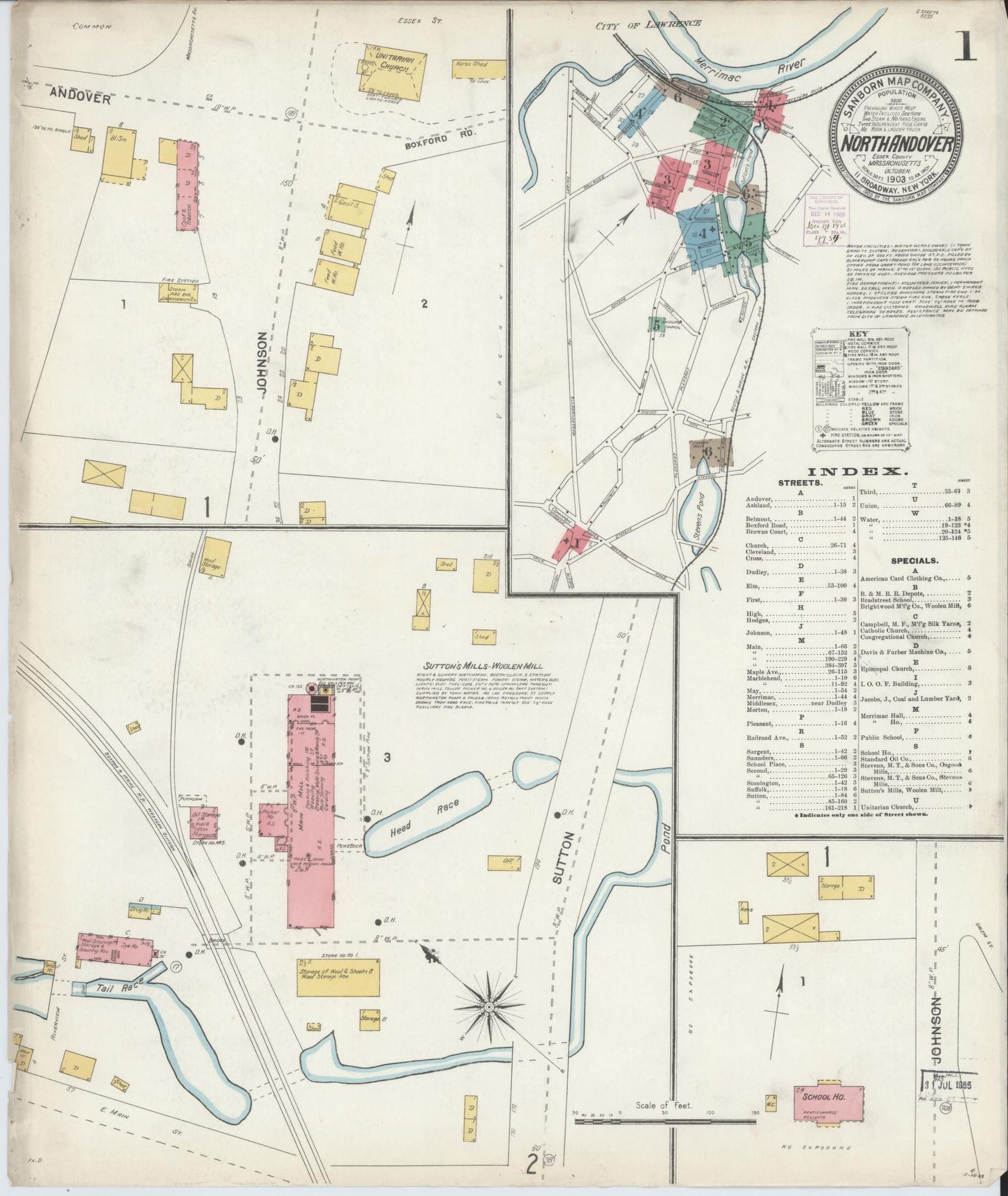 Sanborn Fire Insurance Map from North Andover, Essex County, Massachusetts. (1903) – Historic Sanborn Fire Insurance Map Print