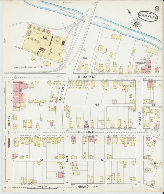 Sanborn Fire Insurance Map from Danville, Montour County, Pennsylvania (1891), Sheet #0008 - Historic Sanborn Fire Insurance Map Print, vintage old map wall art, antique decor, genealogy gift, Pennsylvania Pennsylvania map
