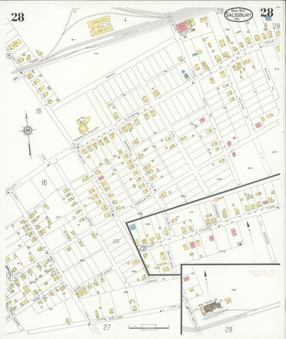 Sanborn Fire Insurance Map from Salisbury, Wicomico County, Maryland (1931), Sheet #0028 - Complete Map Set gallery image, historic Sanborn map, vintage wall art, Maryland Maryland