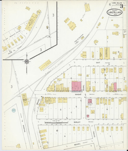 Sanborn Fire Insurance Map from Lake Village, Chicot County, Arkansas (1917), Sheet #0003 - Historic Sanborn Fire Insurance Map Print, vintage old map wall art, antique decor, genealogy gift, Arkansas Arkansas map
