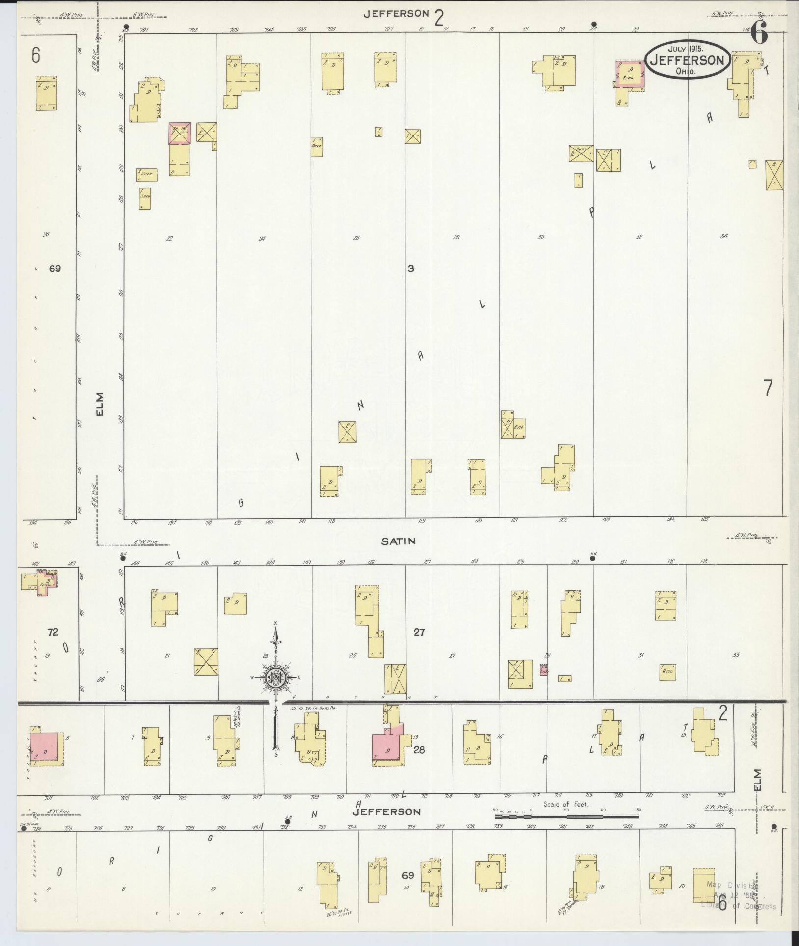 Sanborn Fire Insurance Map from Jefferson, Ashtabula County, Ohio (1915), Sheet #0006 - Complete Map Set gallery image, historic Sanborn map, vintage wall art, Ohio Ohio