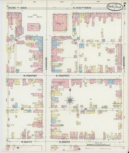 Sanborn Fire Insurance Map from Carlisle, Cumberland County, Pennsylvania (1890), Sheet #0007 - Complete Map Set gallery image, historic Sanborn map, vintage wall art, Pennsylvania Pennsylvania