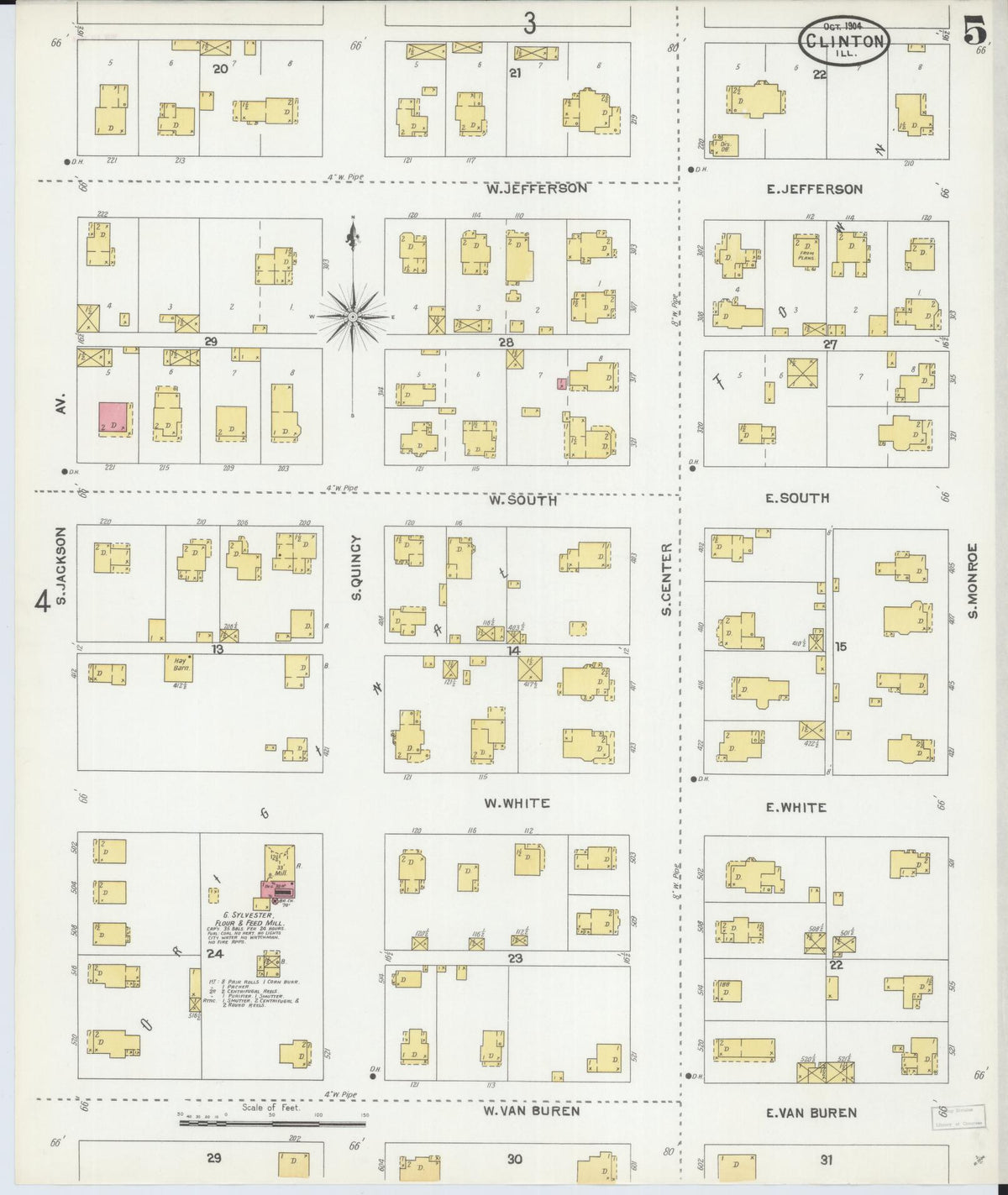 Sanborn Fire Insurance Map from Clinton, De Witt County, Illinois (1904), Sheet #0005 - Complete Map Set gallery image, historic Sanborn map, vintage wall art, Illinois Illinois