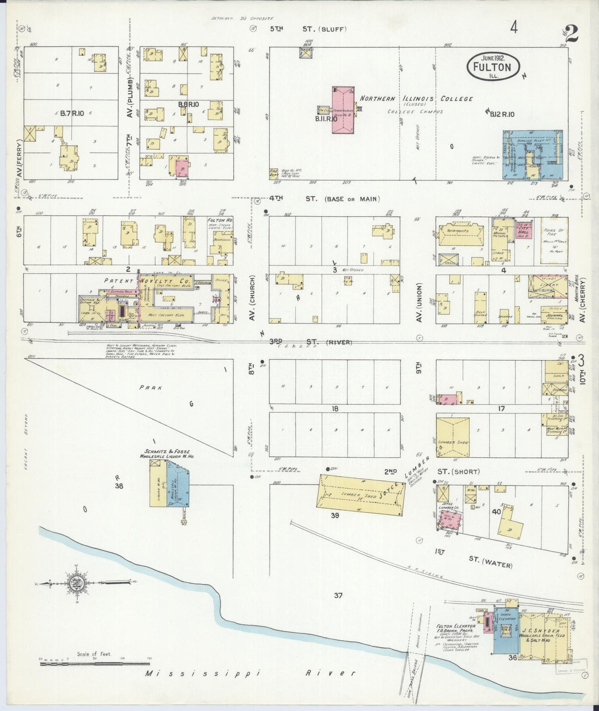 Sanborn Fire Insurance Map from Fulton, Whiteside County, Illinois (1912), Sheet #0002 - Complete Map Set gallery image, historic Sanborn map, vintage wall art, Illinois Illinois