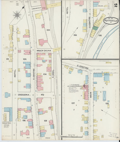 Sanborn Fire Insurance Map from Pottsville, Schuylkill County, Pennsylvania (1891), Sheet #0002 - Complete Map Set gallery image, historic Sanborn map, vintage wall art, Pennsylvania Pennsylvania