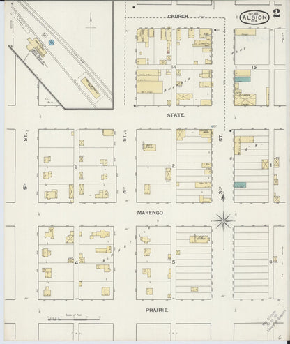 Sanborn Fire Insurance Map from Albion, Boone County, Nebraska (1892), Sheet #0002 - Complete Map Set gallery image, historic Sanborn map, vintage wall art, Nebraska Nebraska