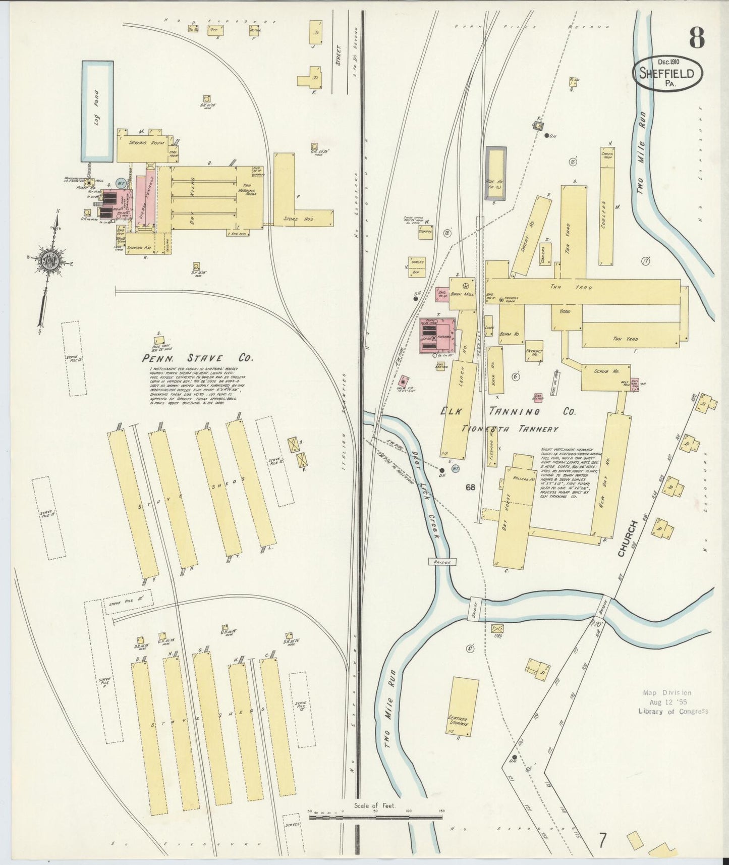 Sanborn Fire Insurance Map from Sheffield, Warren County, Pennsylvania (1910), Sheet #0008 - Complete Map Set gallery image, historic Sanborn map, vintage wall art, Pennsylvania Pennsylvania