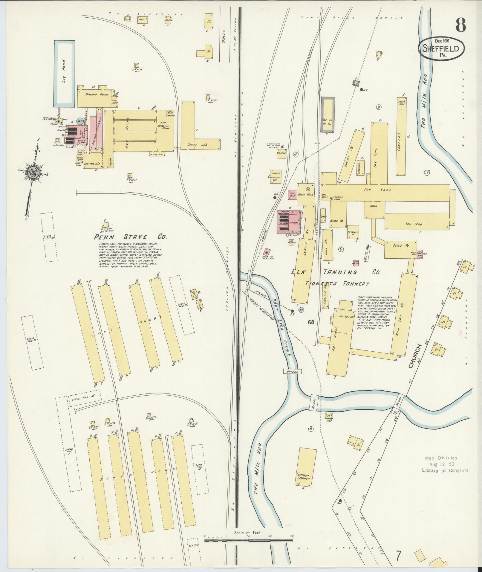 Sanborn Fire Insurance Map from Sheffield, Warren County, Pennsylvania (1910), Sheet #0008 - Complete Map Set gallery image, historic Sanborn map, vintage wall art, Pennsylvania Pennsylvania