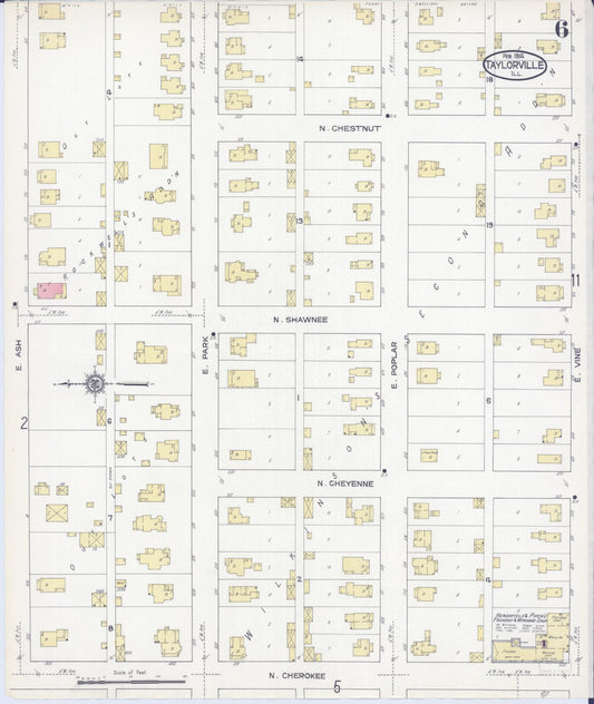 Sanborn Fire Insurance Map from Taylorville, Christian County, Illinois (1914), Sheet #0006 - Historic Sanborn Fire Insurance Map Print, vintage old map wall art, antique decor, genealogy gift, Illinois Illinois map