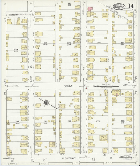 Sanborn Fire Insurance Map from Berwick, Columbia County, Pennsylvania (1918), Sheet #0014 - Historic Sanborn Fire Insurance Map Print, vintage old map wall art, antique decor, genealogy gift, Pennsylvania Pennsylvania map