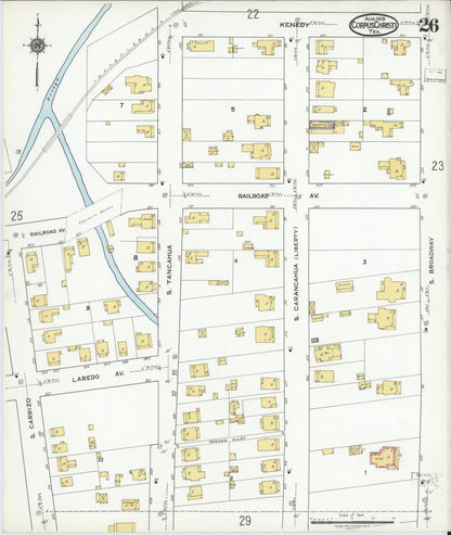 Sanborn Fire Insurance Map from Corpus Christi, Nueces County, Texas (1919), Sheet #0026 - Complete Map Set gallery image, historic Sanborn map, vintage wall art, Texas Texas