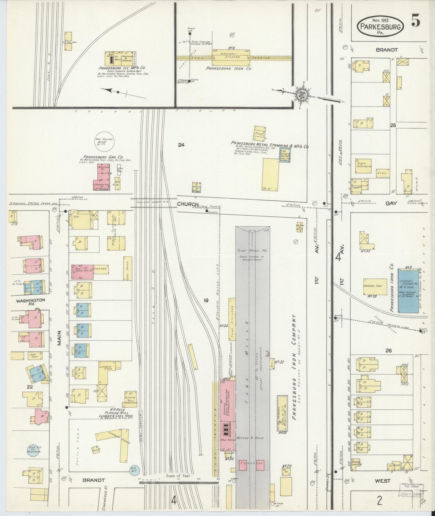 Sanborn Fire Insurance Map from Parkesburg, Chester County, Pennsylvania (1912), Sheet #0005 - Complete Map Set gallery image, historic Sanborn map, vintage wall art, Pennsylvania Pennsylvania