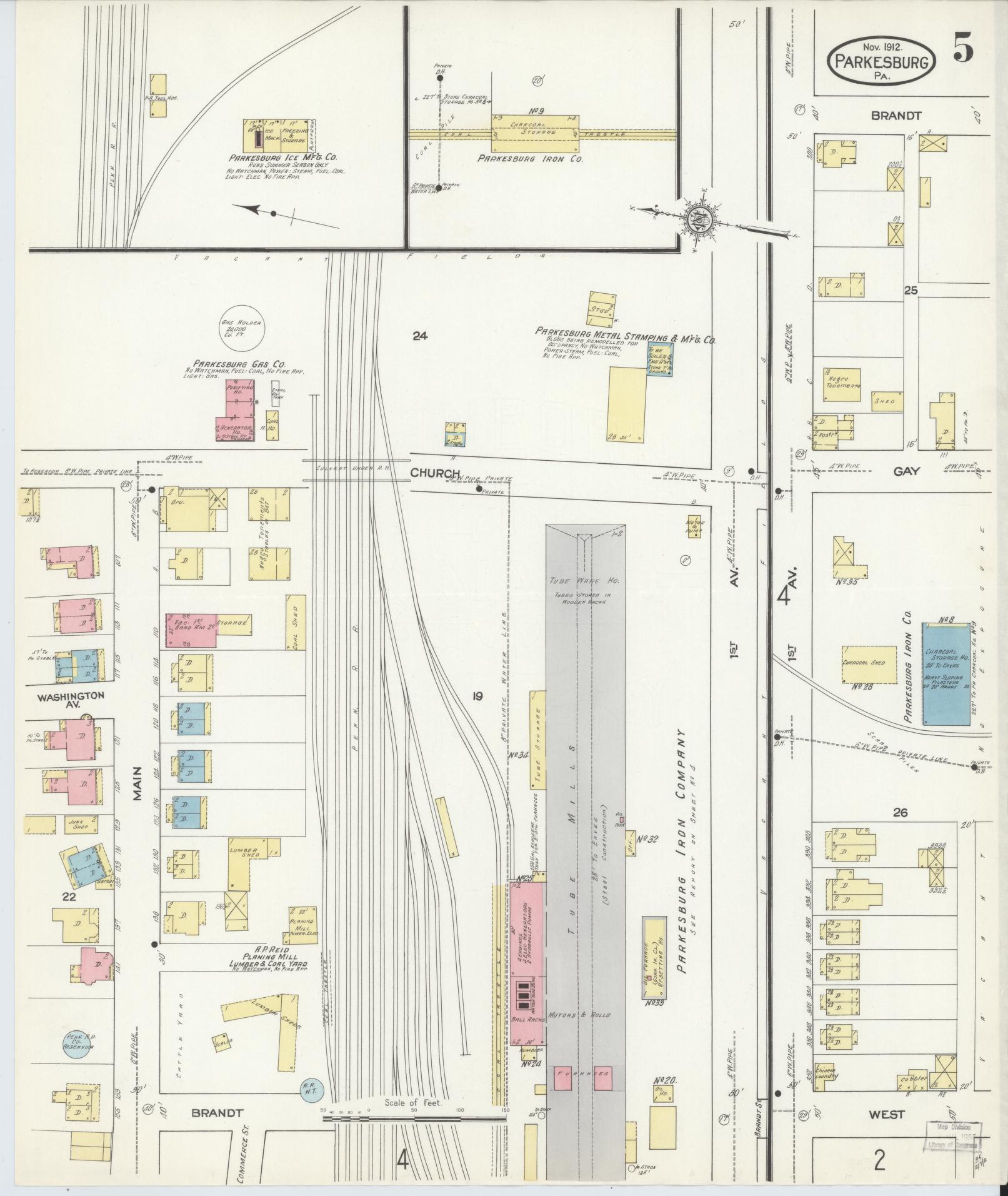 Sanborn Fire Insurance Map from Parkesburg, Chester County, Pennsylvania (1912), Sheet #0005 - Complete Map Set gallery image, historic Sanborn map, vintage wall art, Pennsylvania Pennsylvania