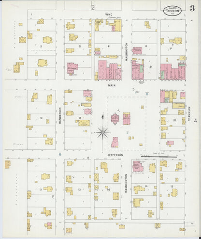 Sanborn Fire Insurance Map from Toulon, Stark County, Illinois (1899), Sheet #0003 - Historic Sanborn Fire Insurance Map Print, vintage old map wall art, antique decor, genealogy gift, Illinois Illinois map