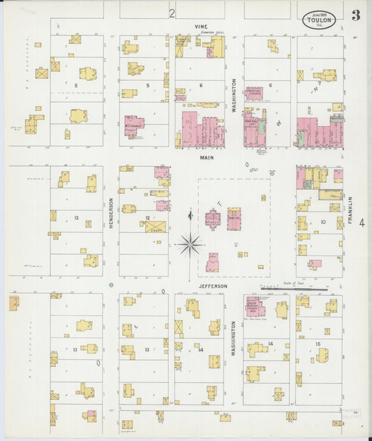 Sanborn Fire Insurance Map from Toulon, Stark County, Illinois (1899), Sheet #0003 - Historic Sanborn Fire Insurance Map Print, vintage old map wall art, antique decor, genealogy gift, Illinois Illinois map