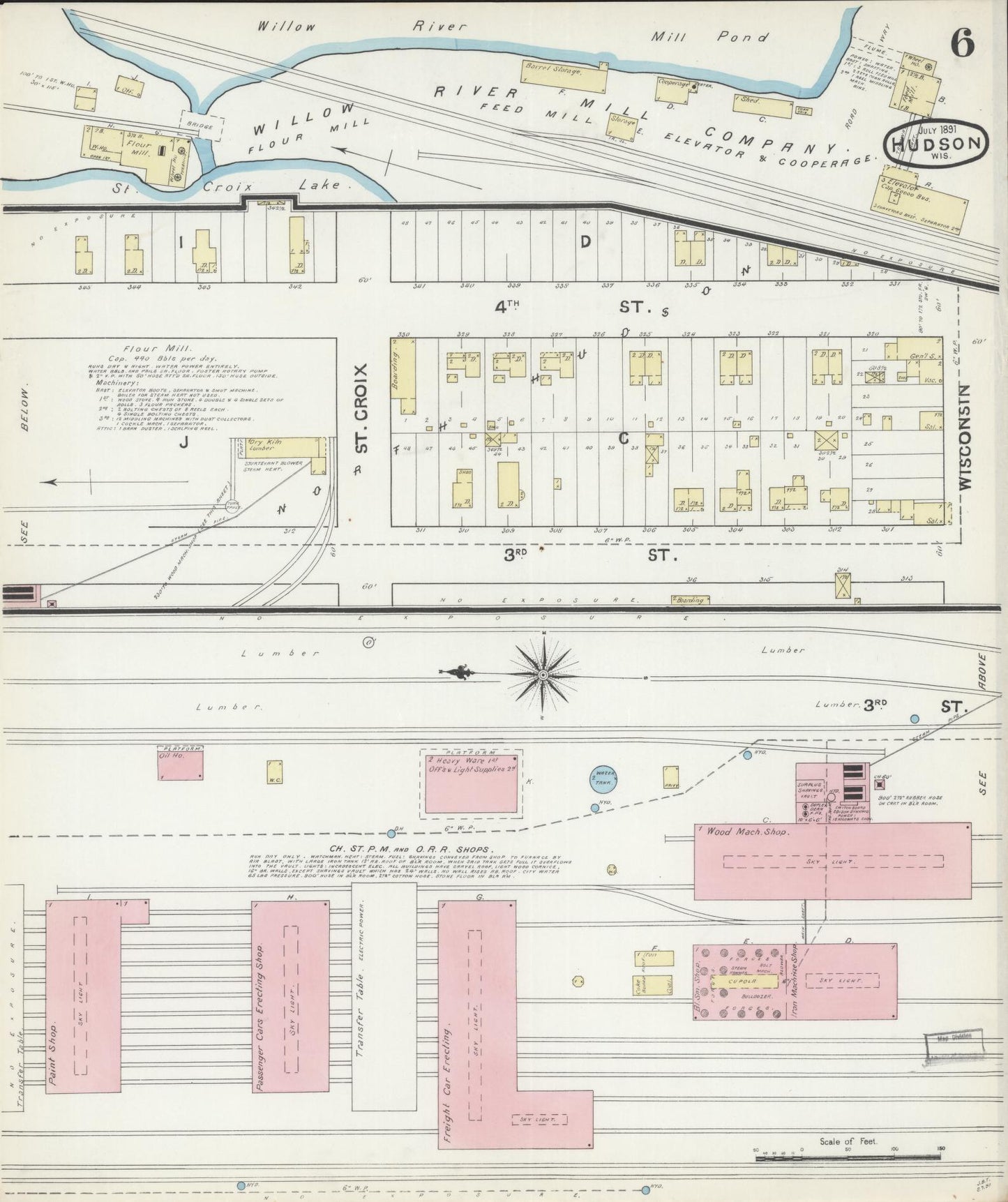 Sanborn Fire Insurance Map from Hudson, St. Croix County, Wisconsin (1891), Sheet #0006 - Complete Map Set gallery image, historic Sanborn map, vintage wall art, Wisconsin Wisconsin
