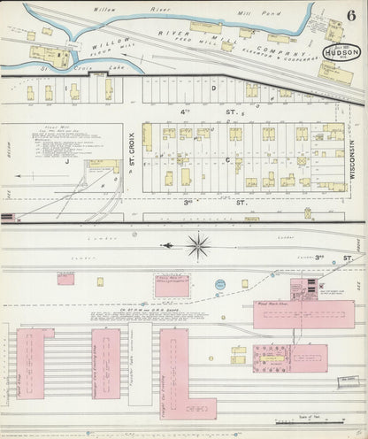 Sanborn Fire Insurance Map from Hudson, St. Croix County, Wisconsin (1891), Sheet #0006 - Complete Map Set gallery image, historic Sanborn map, vintage wall art, Wisconsin Wisconsin