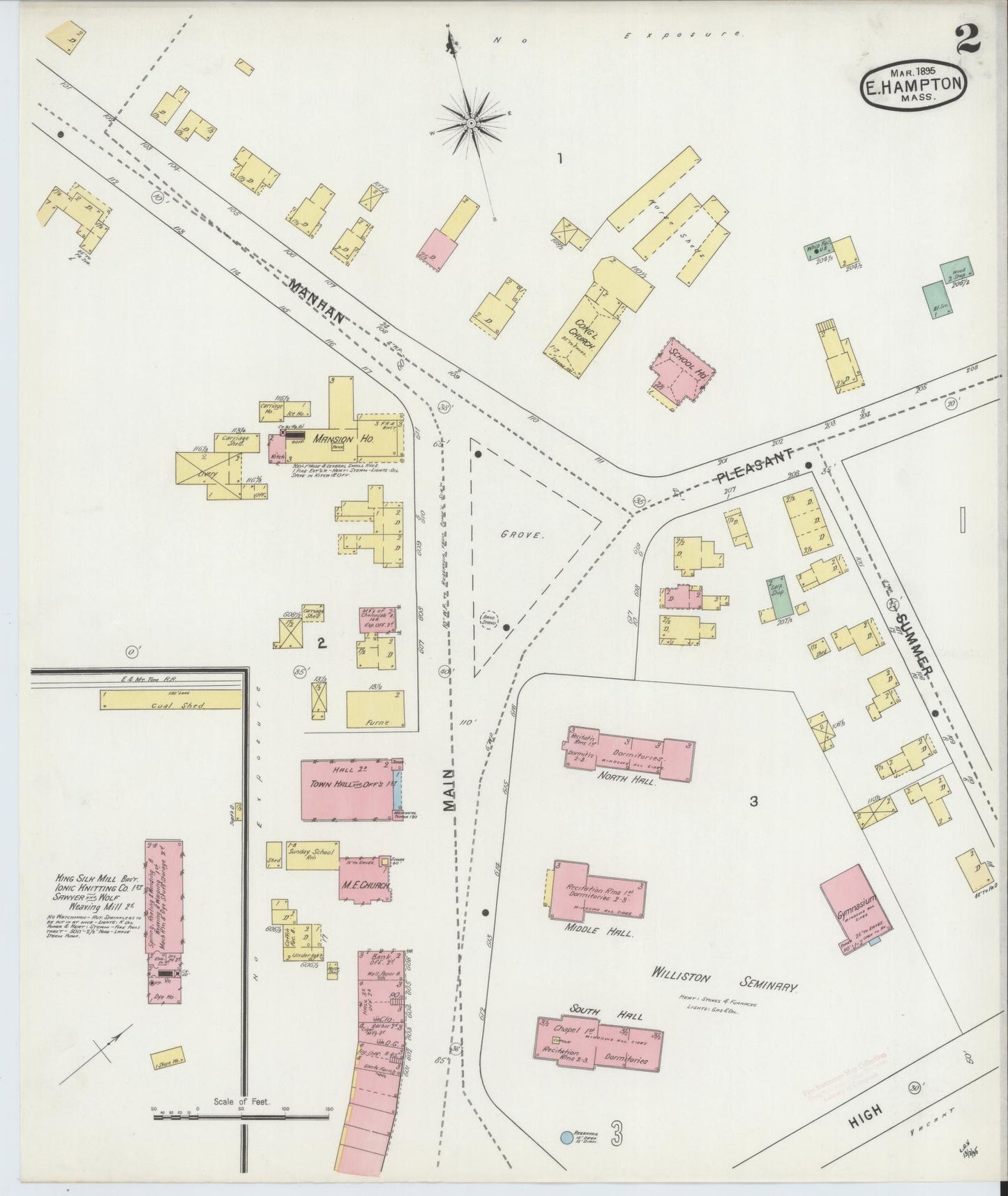 Sanborn Fire Insurance Map from East Hampton, Hampshire County, Massachusetts (1895), Sheet #0002 - Complete Map Set gallery image, historic Sanborn map, vintage wall art, Massachusetts Massachusetts