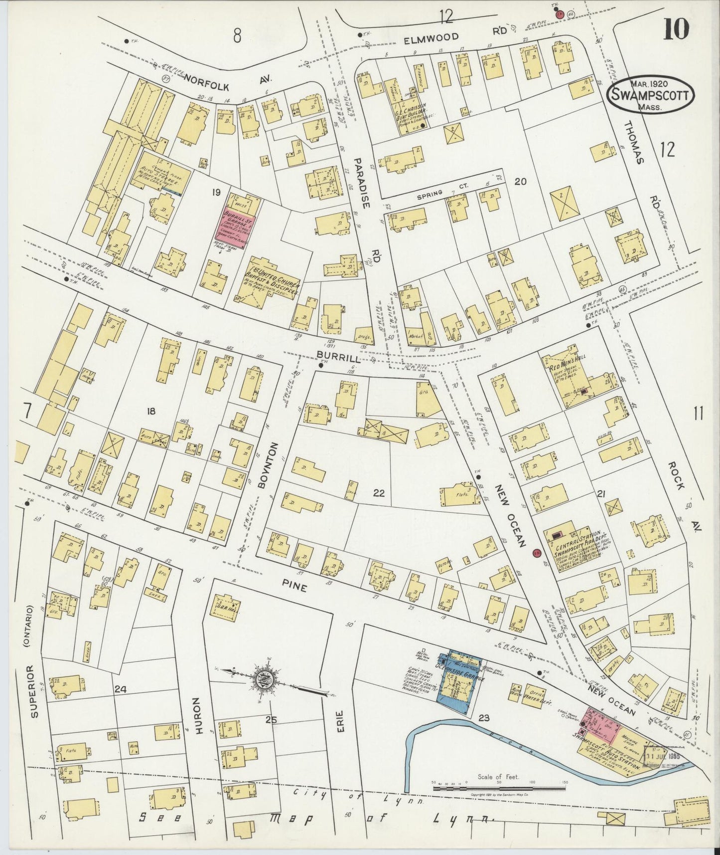 Sanborn Fire Insurance Map from Swampscott, Essex County, Massachusetts (1920), Sheet #0010 - Complete Map Set gallery image, historic Sanborn map, vintage wall art, Massachusetts Massachusetts